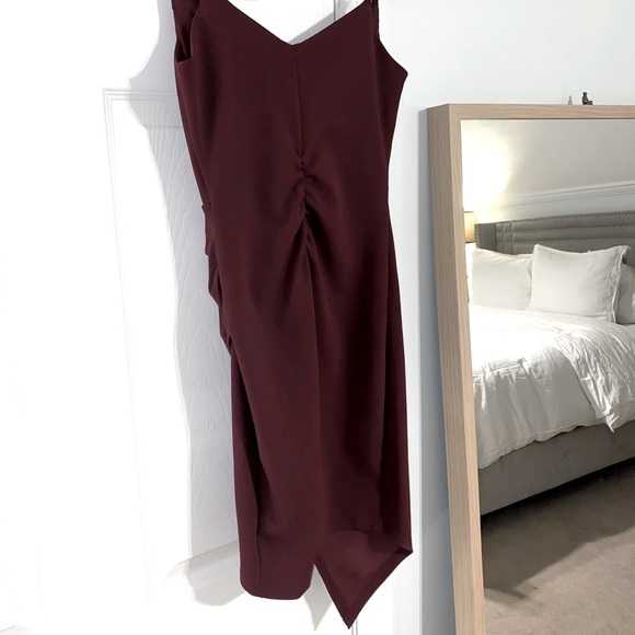 Spaghetti Strap V-Neck Asymmetric Bodycon Dress - Picture 6 of 12